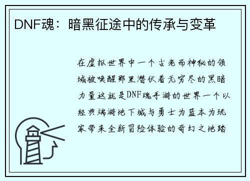DNF魂：暗黑征途中的传承与变革